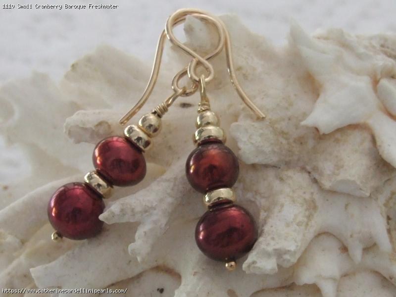 Small Cranberry Baroque Freshwater Pearl Drop Earrings