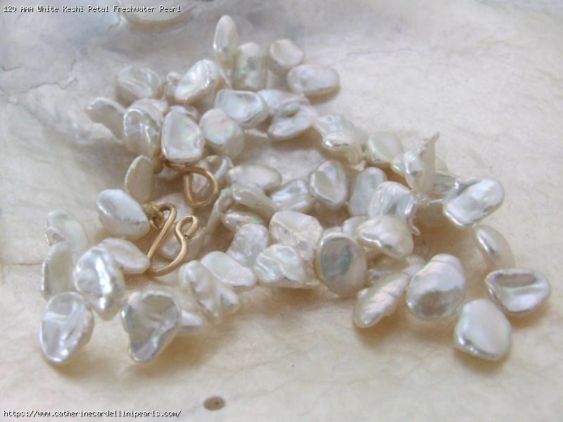 AAA White Keshi Petal Freshwater Pearl Necklace - Simona