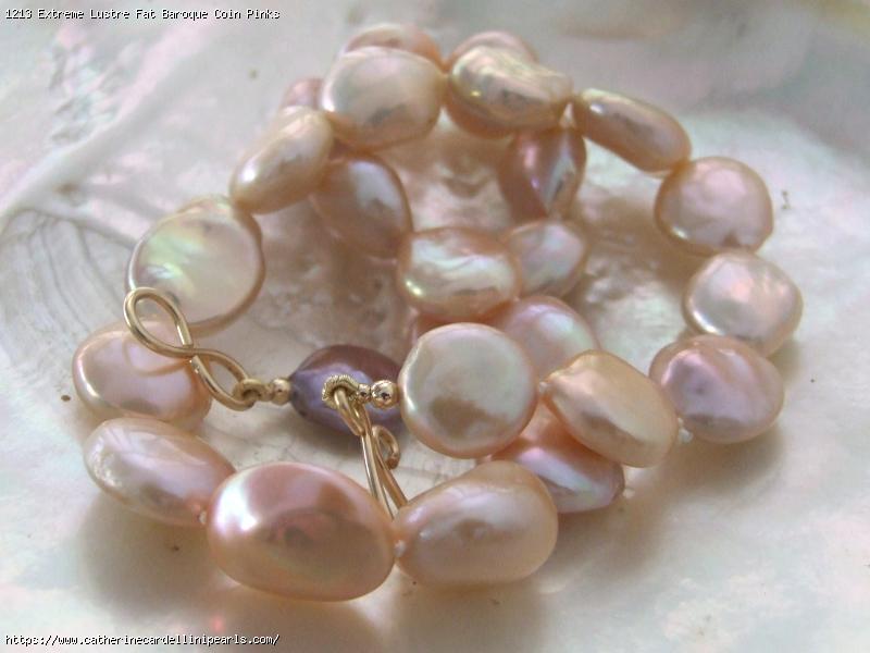 Extreme Lustre Fat Baroque Coin Pinks Freshwater Pearl Necklace - Marisa