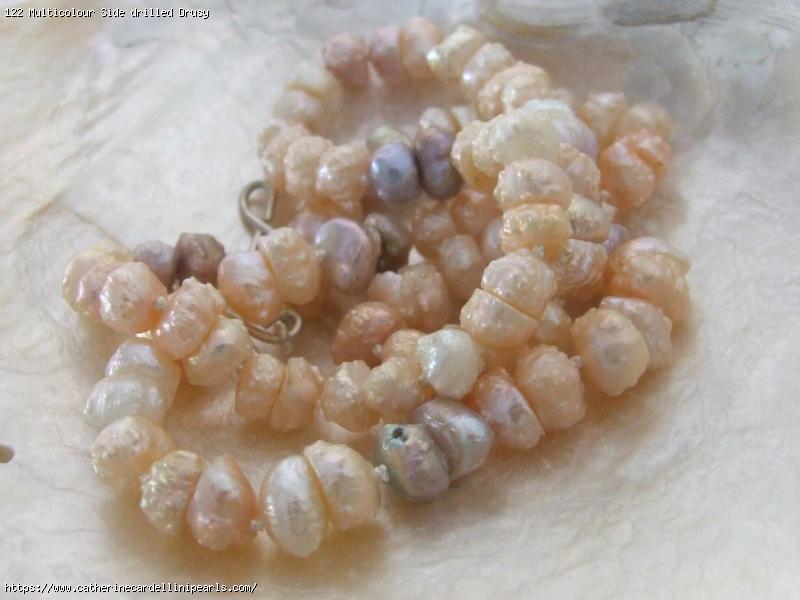 Multicolour Side drilled Drusy Freshwater Pearl Necklace