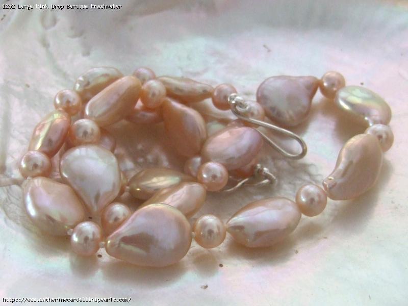 Large Pink Drop Baroque Freshwater Pearl Necklace