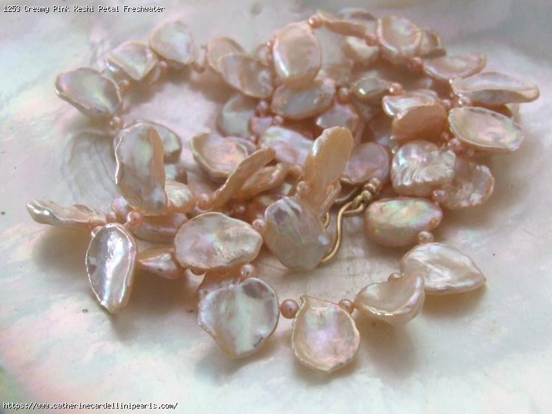 Creamy Pink Keshi Petal Freshwater Pearl Longer Necklace