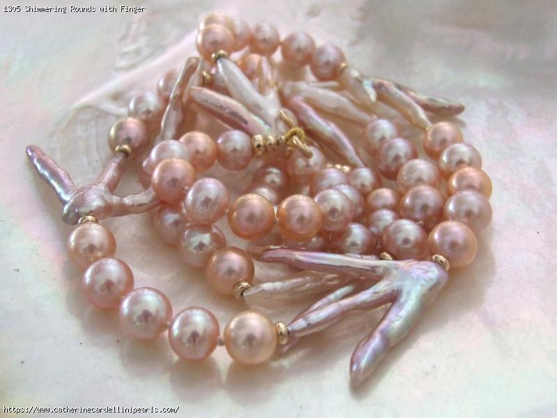 Shimmering Rounds with Finger Freshwater Pearls Longer Necklace