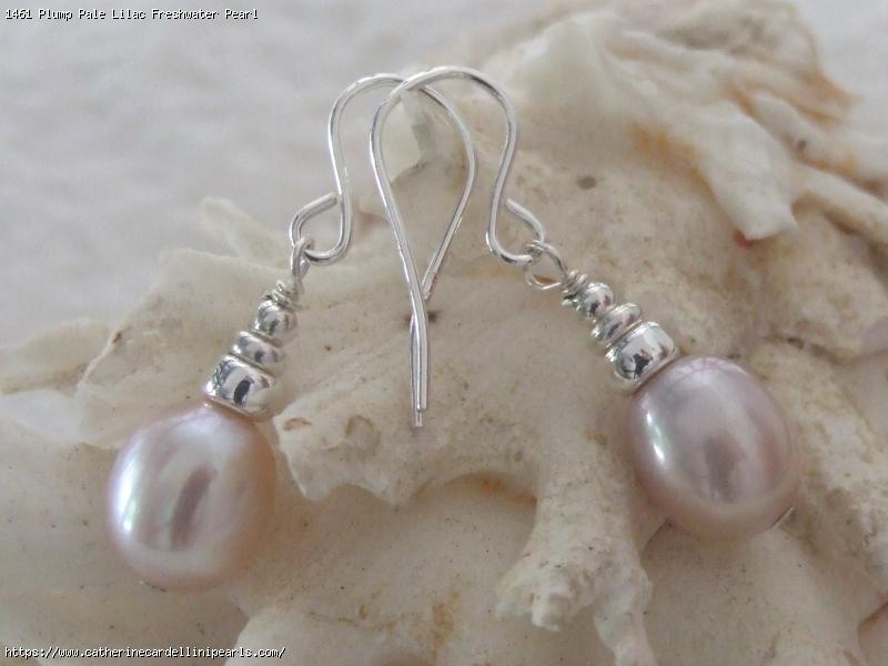 Plump Pale Lilac Freshwater Pearl Earrings