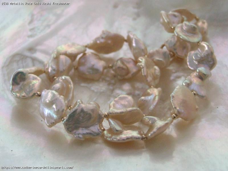 Metallic Pale Gold Keshi Freshwater Pearl Necklace