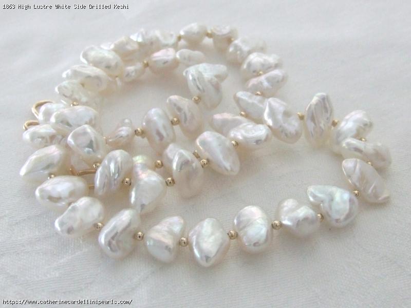 High Lustre White Side Drilled Keshi Freshwater Pearl Necklace