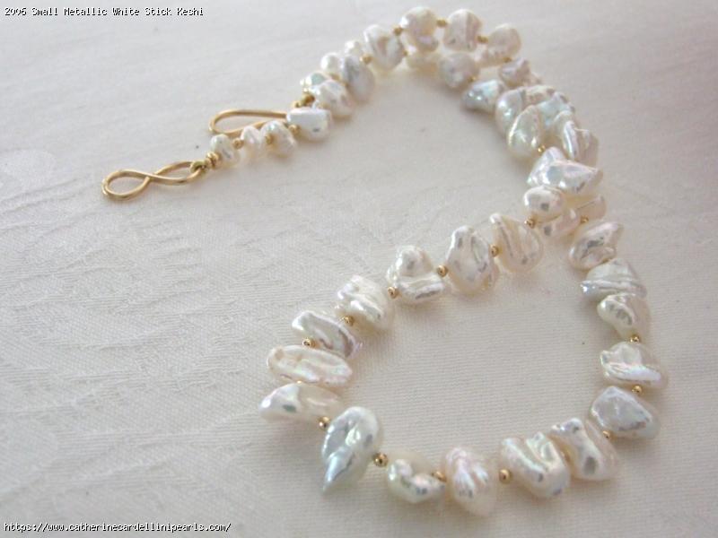 Small Metallic White Stick Keshi Freshwater Pearl Necklace
