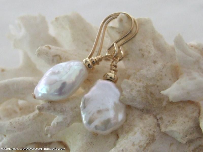 White Keshi Freshwater Pearl Earrings