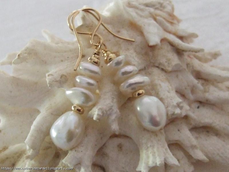 White Keshi Freshwater Pearl Earrings