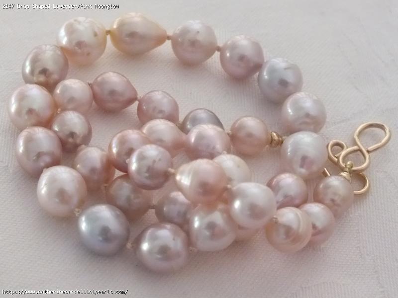 Drop Shaped Lavender/Pink Moonglow Freshwater Pearl Short Necklace