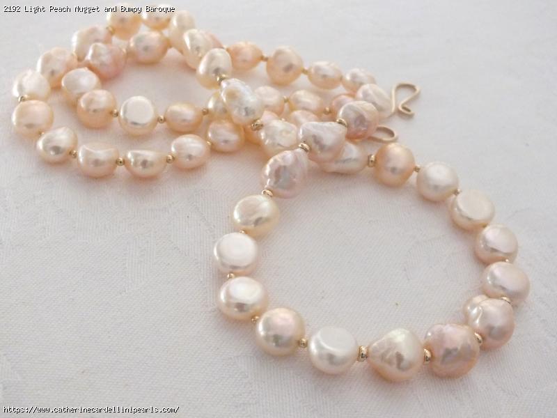 Light Peach Nugget and Bumpy Baroque Freshwater Pearl Longer Necklace