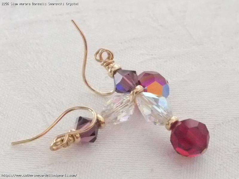 Siam Aurora Borealis Swarovski Crystal Earrings