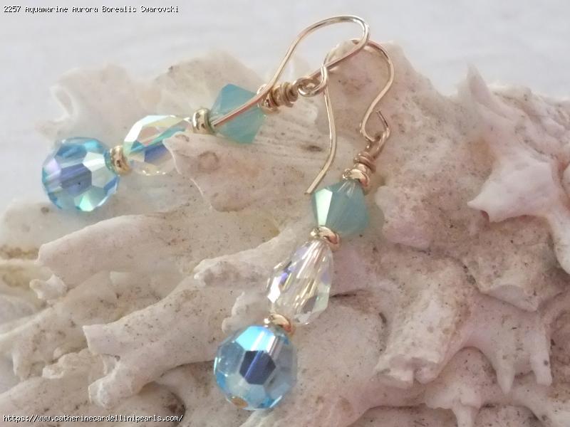 Aquamarine Aurora Borealis Swarovski Crystal Earrings