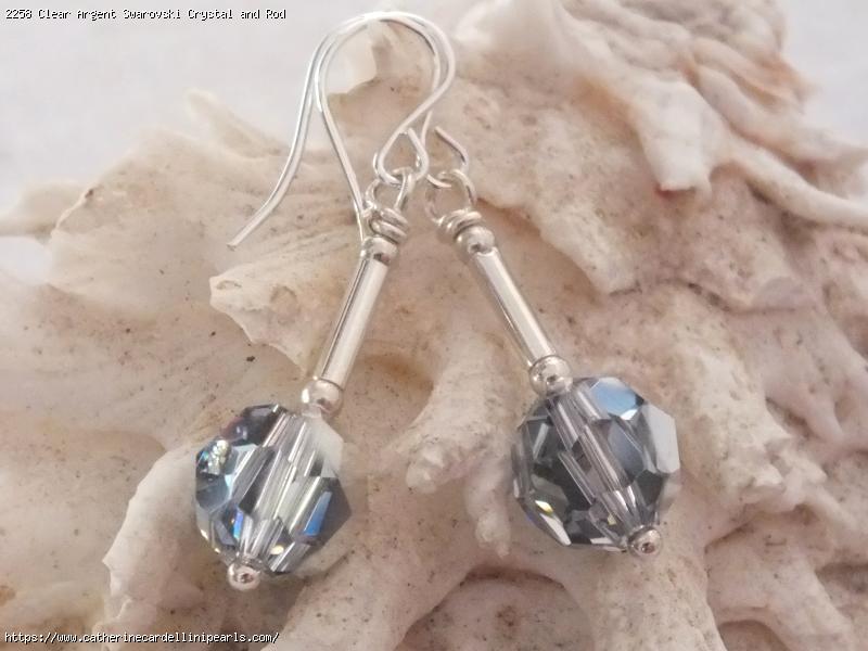 Clear Argent Swarovski Crystal and Rod Earrings