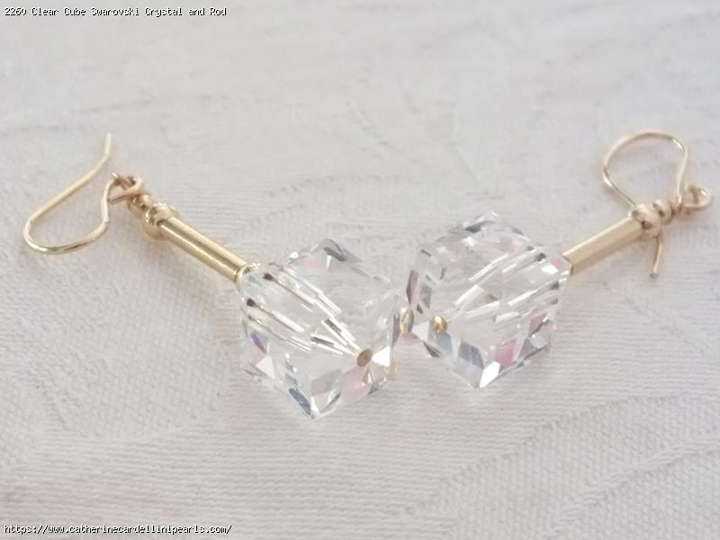 Clear Cube Swarovski Crystal and Rod Earrings