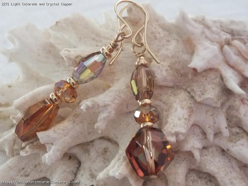 Light Colorado and Crystal Copper Swarovski Crystal Cosmic Earrings