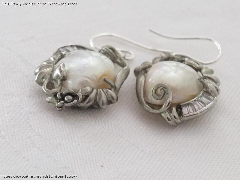 Chunky Baroque White Freshwater Pearl Earrings