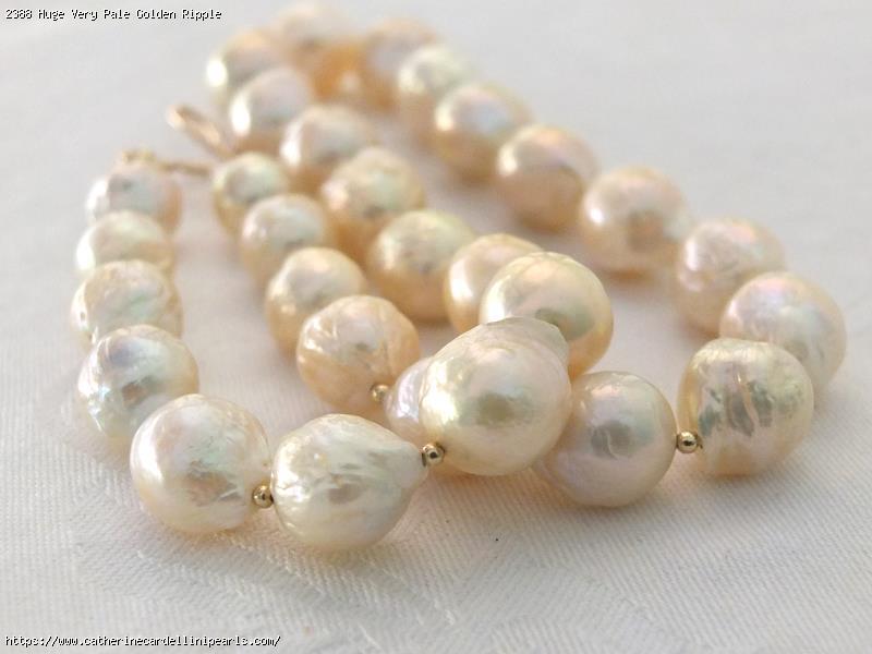 Huge Very Pale Golden Ripple Freshwater Pearl Necklace