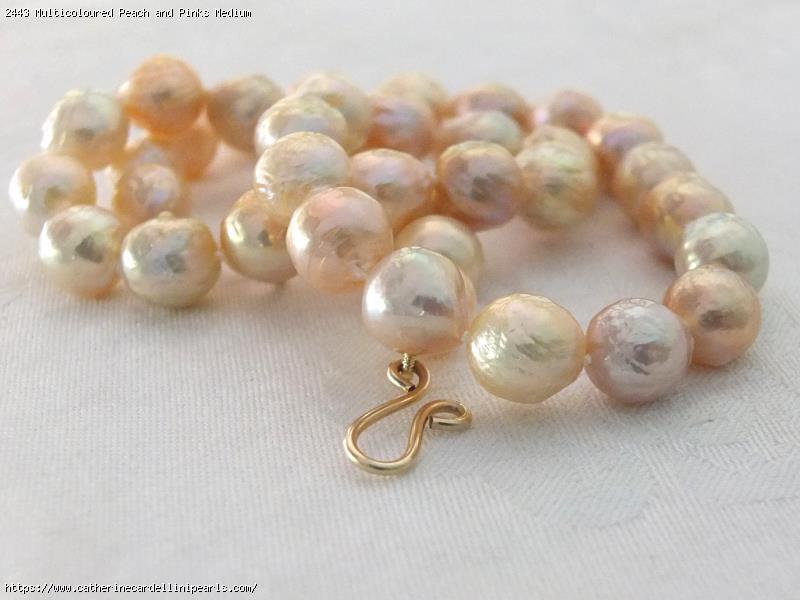 Multicoloured Peach and Pinks Medium Ripple Freshwater Pearl Necklace