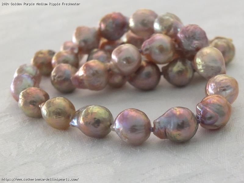 Golden Purple Medium Ripple Freshwater Pearl Necklace