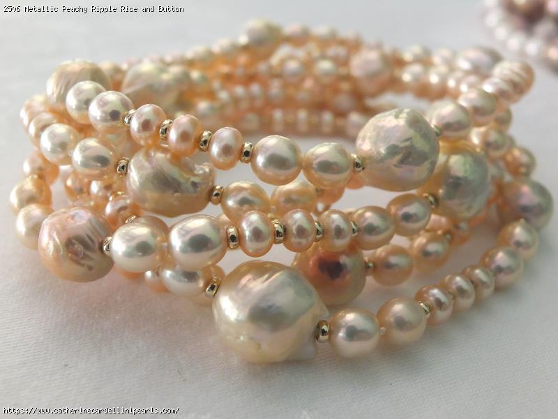 Metallic Peachy Ripple Rice and Button Rope