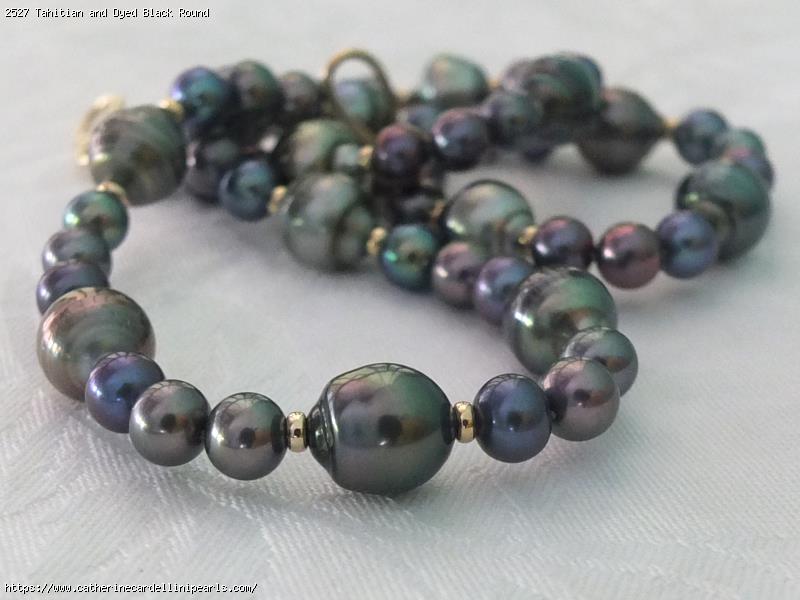 Tahitian and Dyed Black Round Freshwater Pearl Necklace