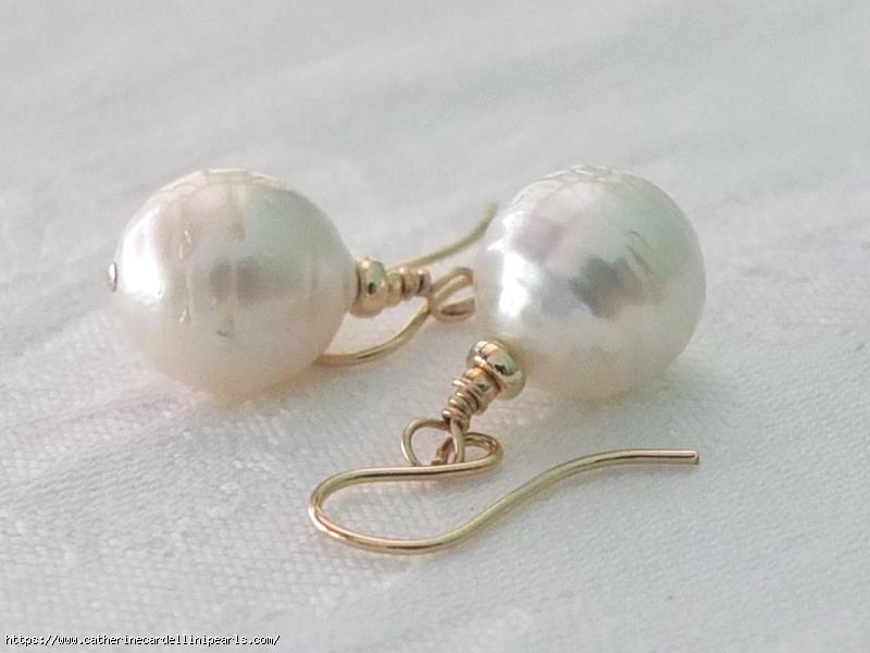 Large White South Sea Ovals Earrings