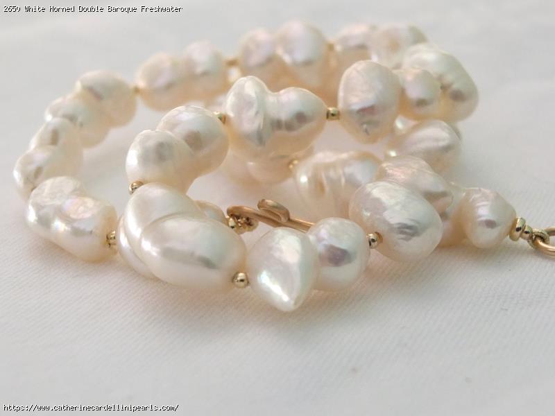 White Horned Double Baroque Freshwater Pearl Necklace