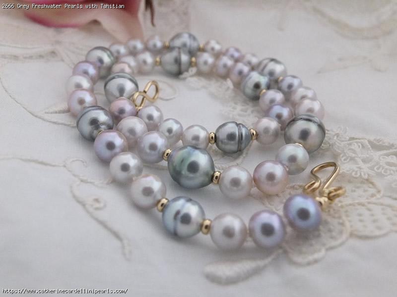 Grey Freshwater Pearls with Tahitian Necklace