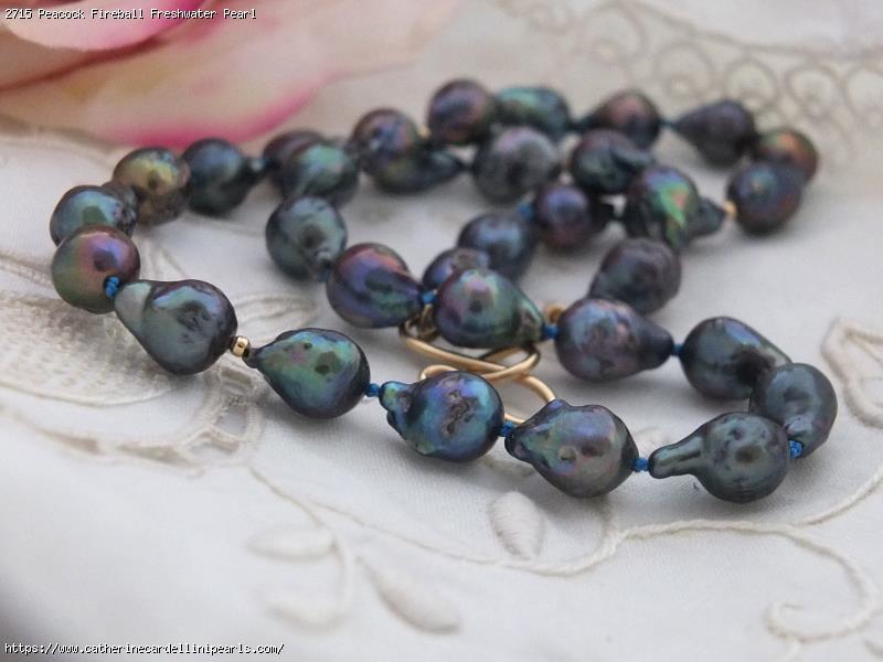 Peacock Fireball Freshwater Pearl Necklace