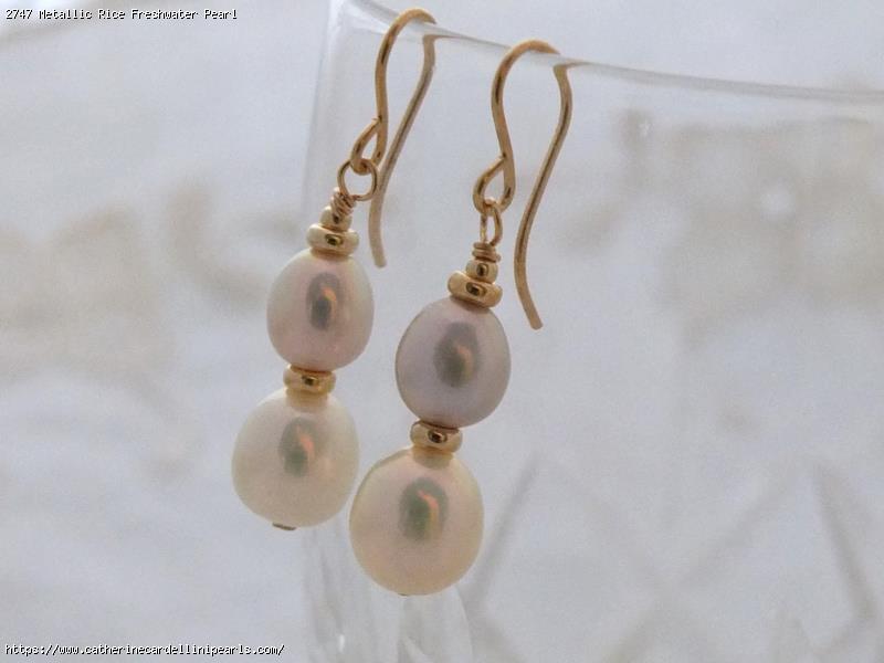 Metallic Rice Freshwater Pearl Earrings