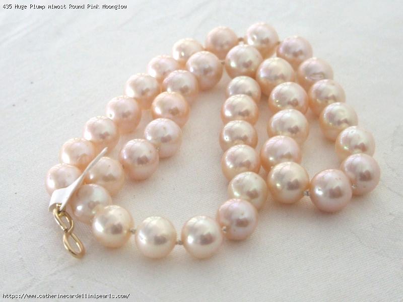 Huge Plump Almost Round Pink Moonglow Freshwater Pearl Necklace