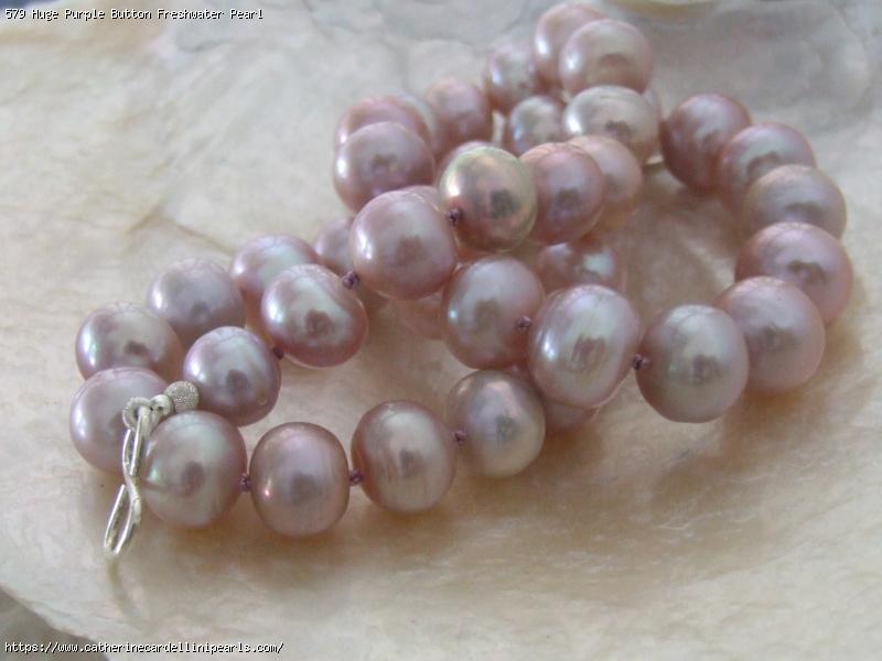 Huge Purple Button Freshwater Pearl Necklace