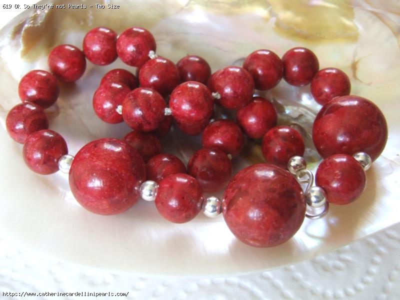 Ok So They're not Pearls - Two Size Round Coral Bead Necklace And Earring Set