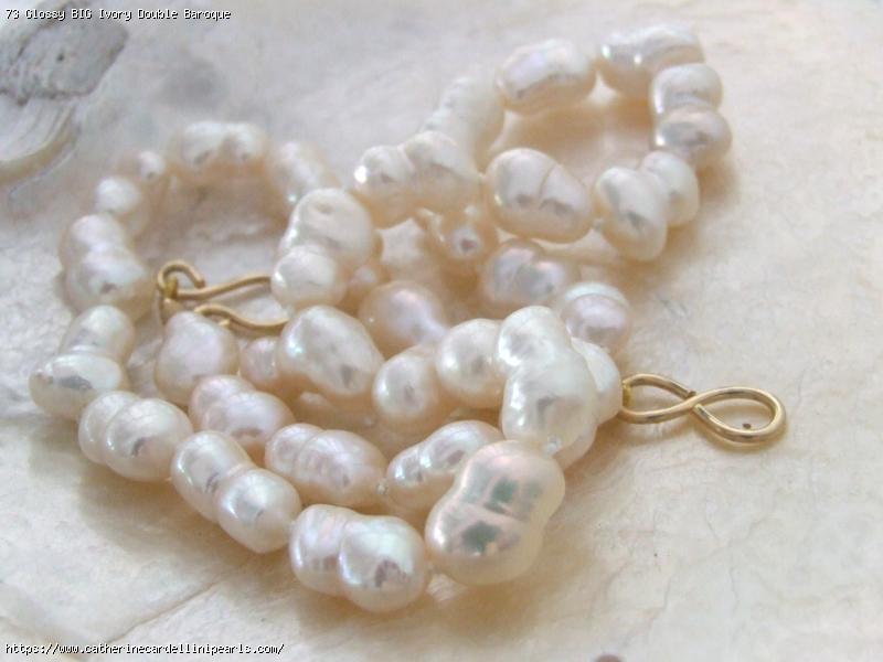 Glossy BIG Ivory Double Baroque Freshwater Pearl Necklace