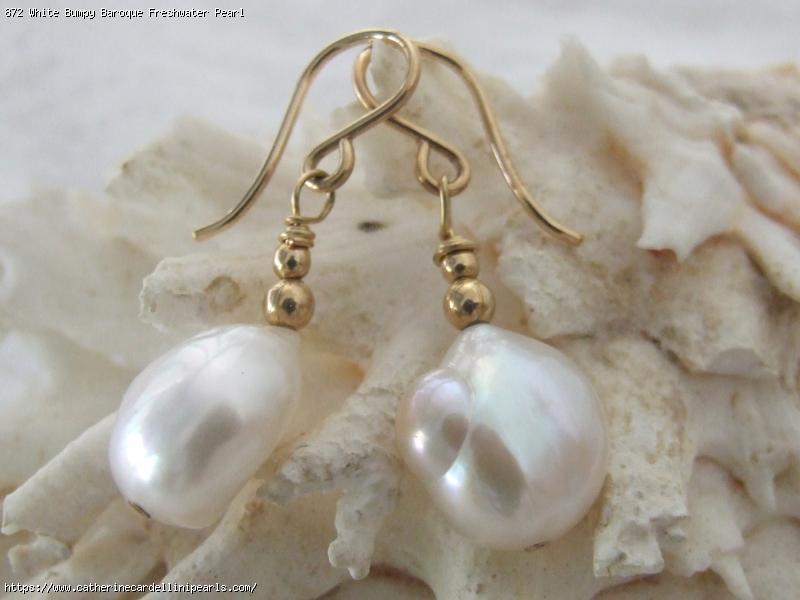 White Bumpy Baroque Freshwater Pearl Drop Earrings