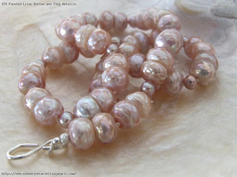 Faceted Lilac Button and Tiny Metallic Baroque Freshwater Pearl Necklace