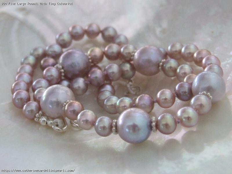 Five Large Rounds With Tiny Colourful Baroques Freshwater Pearl Necklace