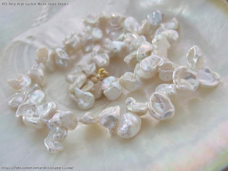 Very High Lustre White Keshi Petals Freshwater Pearl Necklace