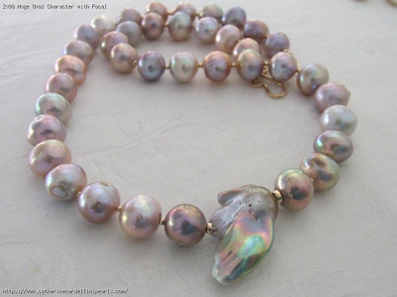 Huge Oval Character with Focal Fireball Freshwater Pearl Necklace - Tanya